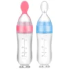 silicone baby feeding bottle with spoon