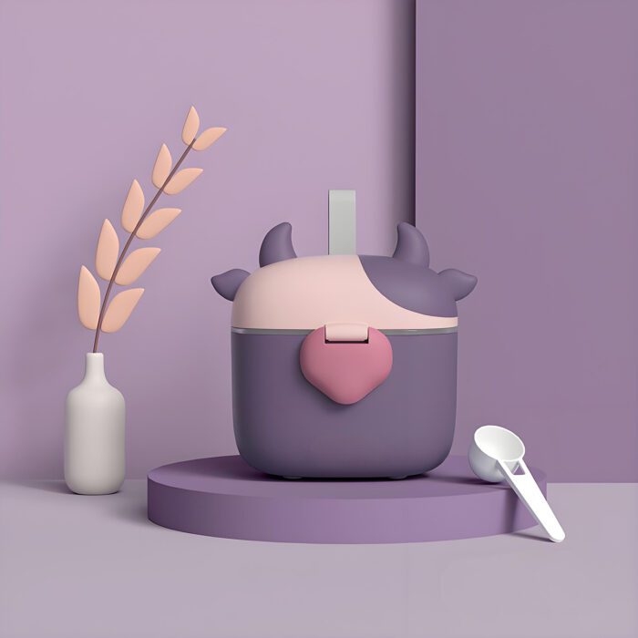 Recipiente para leite em pó com pega para viagem