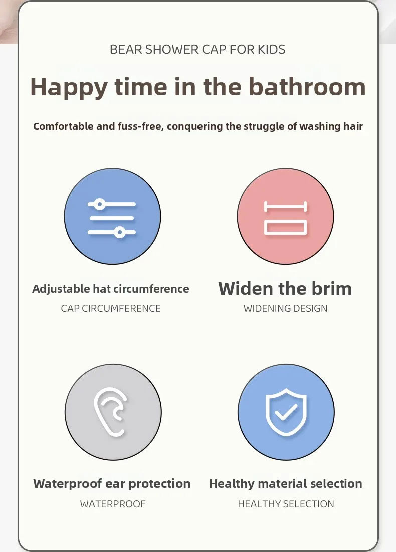 Bonnet de bain pour bébé avec cache-oreilles
